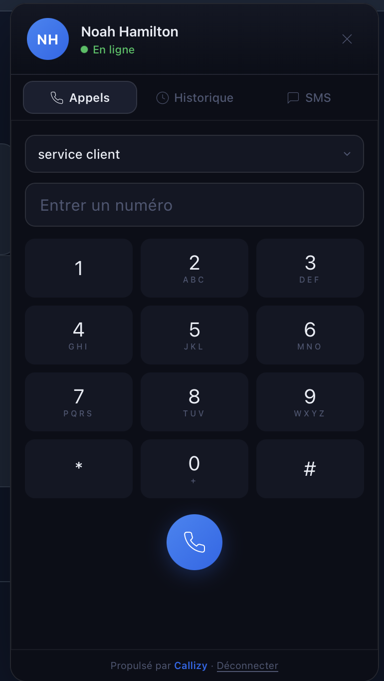 Widget Callizy · Appels
